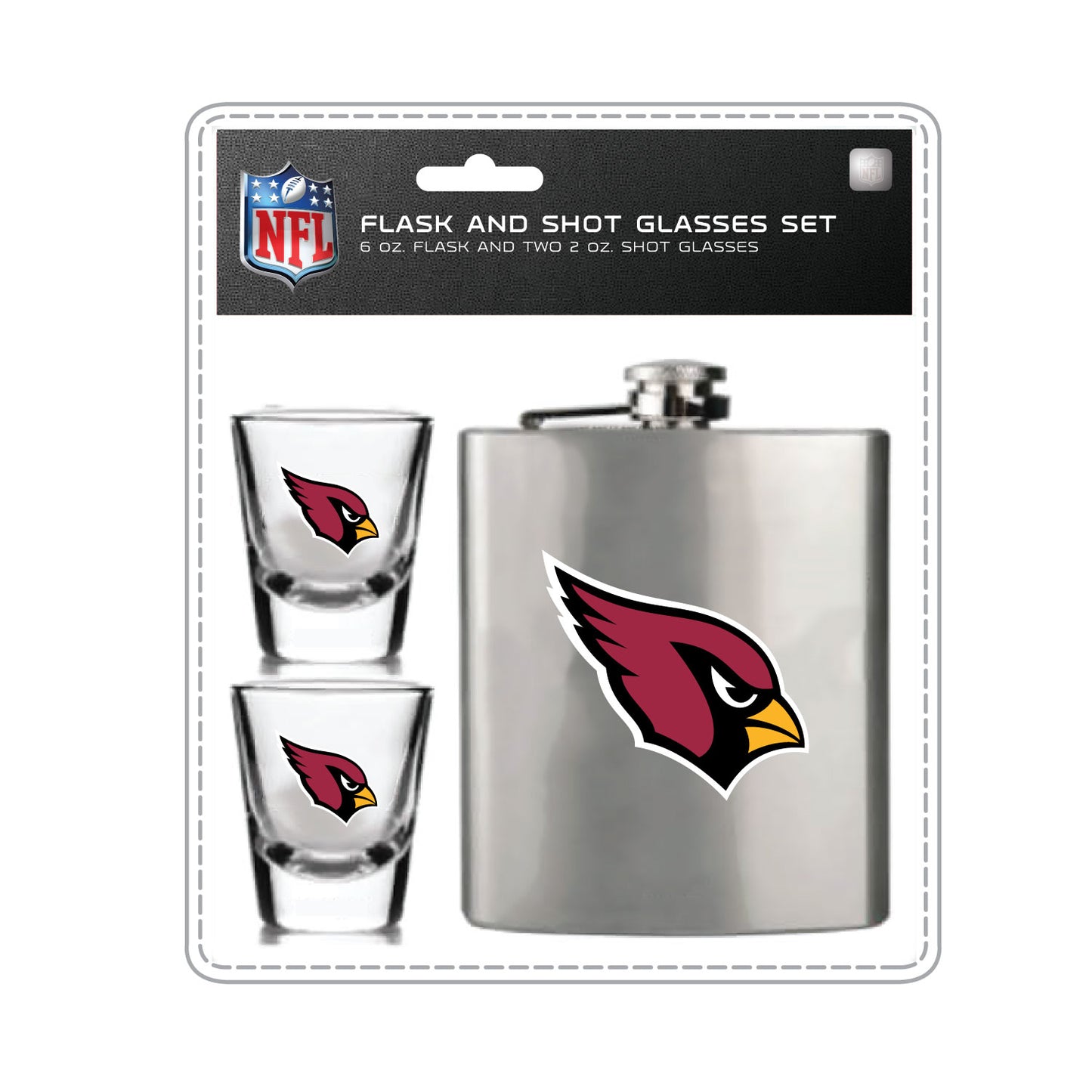 Arizona Cardinals Flask Set - 1 Flask and 2 Shot Glass Set