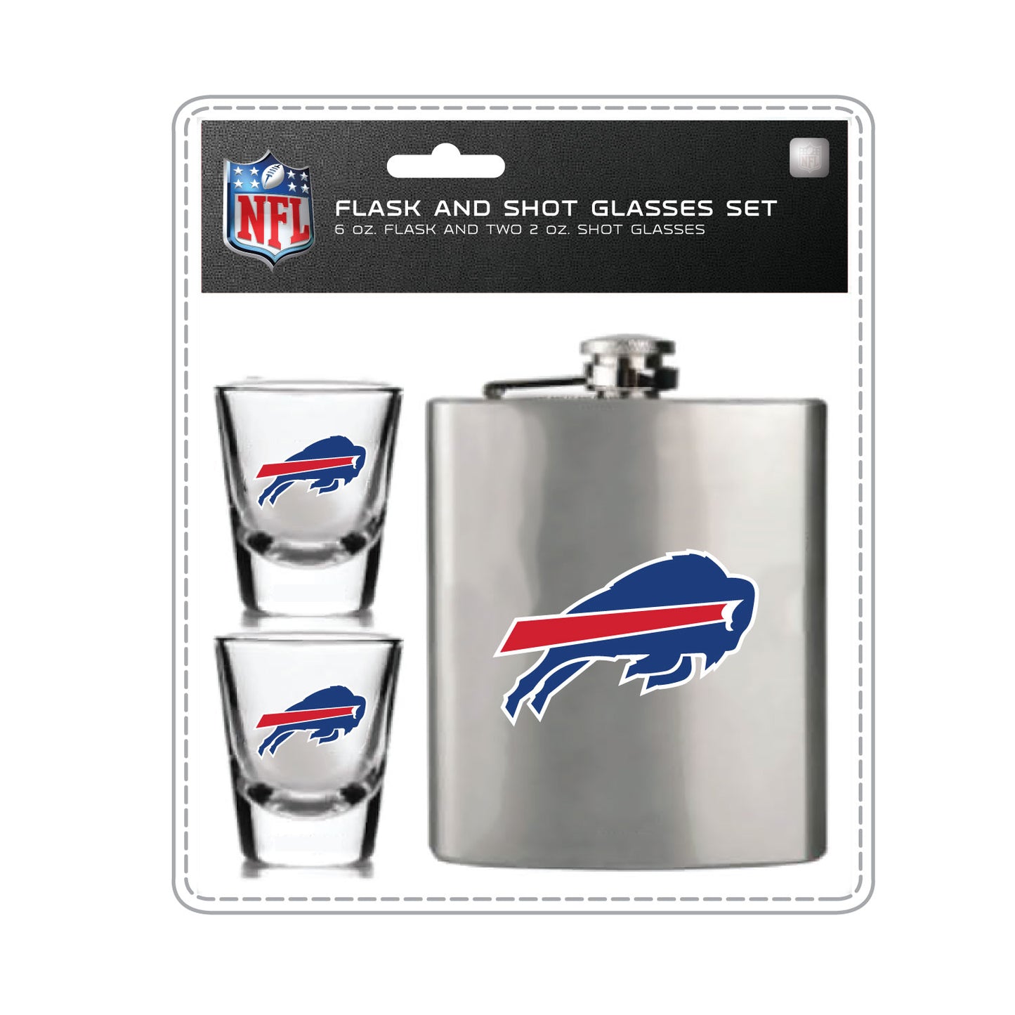 Buffalo Bills Flask Set - 1 Flask an 2 Shot Glass Set
