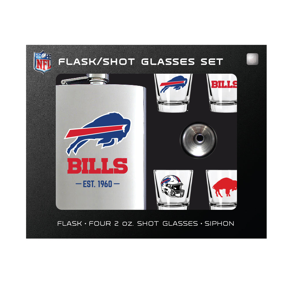 Buffalo Bills Flask Set - 1 Flask an 2 Shot Glasses