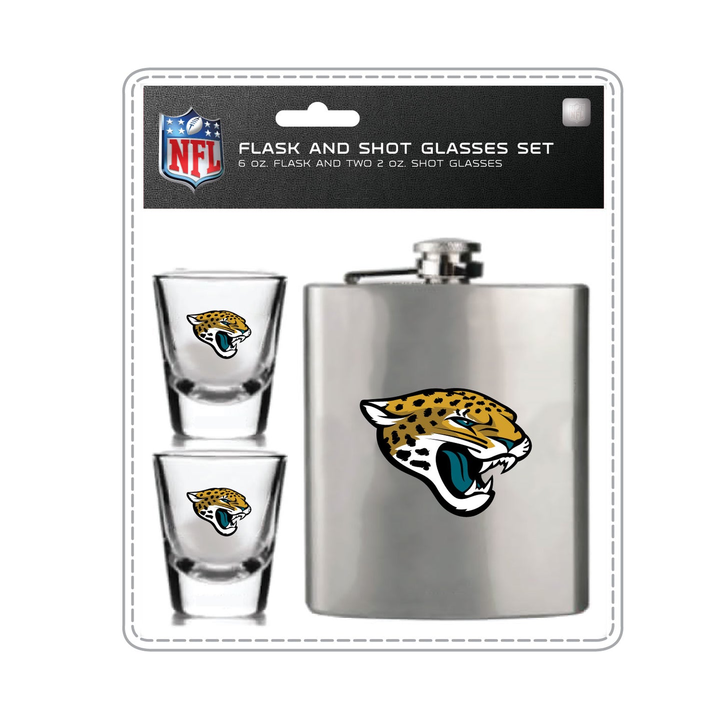 Jacksonville Jaguars Flask Set - 1 Flask and 2 Shot Glass Set