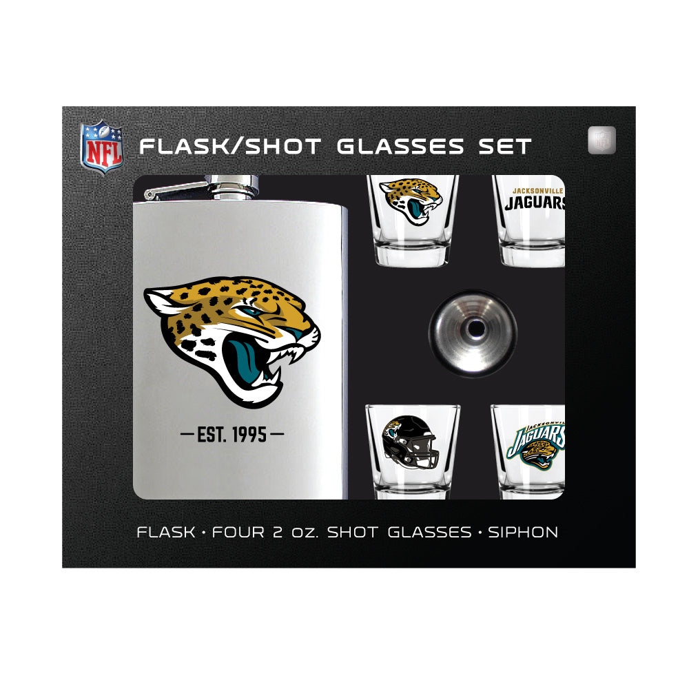 Jacksonville Jaguars Flask Gift Set - 1 Flask and 4 Shot Glasses