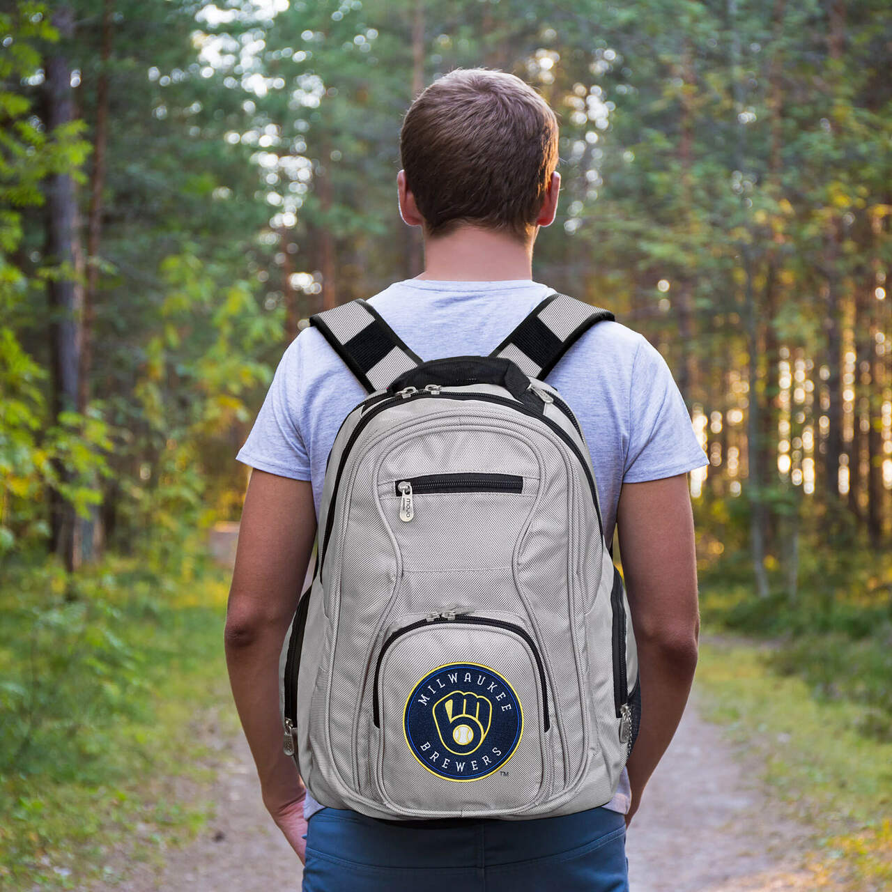Milwaukee Brewers Laptop Backpack in Gray