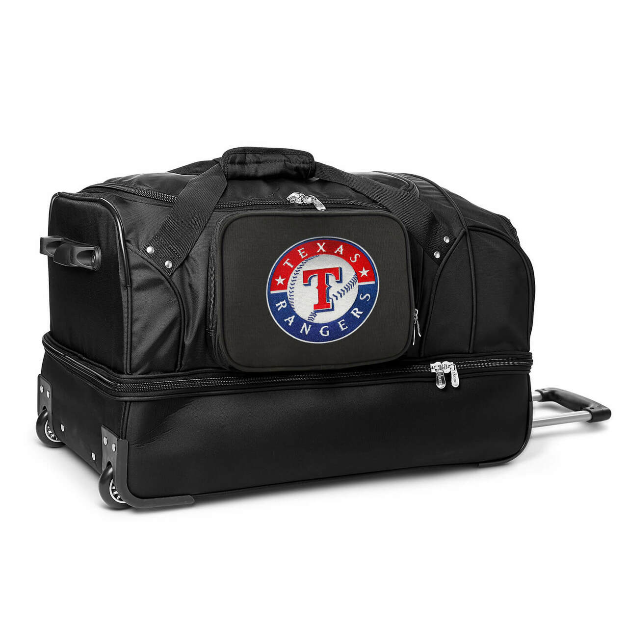 Texas Rangers 27" Black Rolling Drop Bottom Duffel