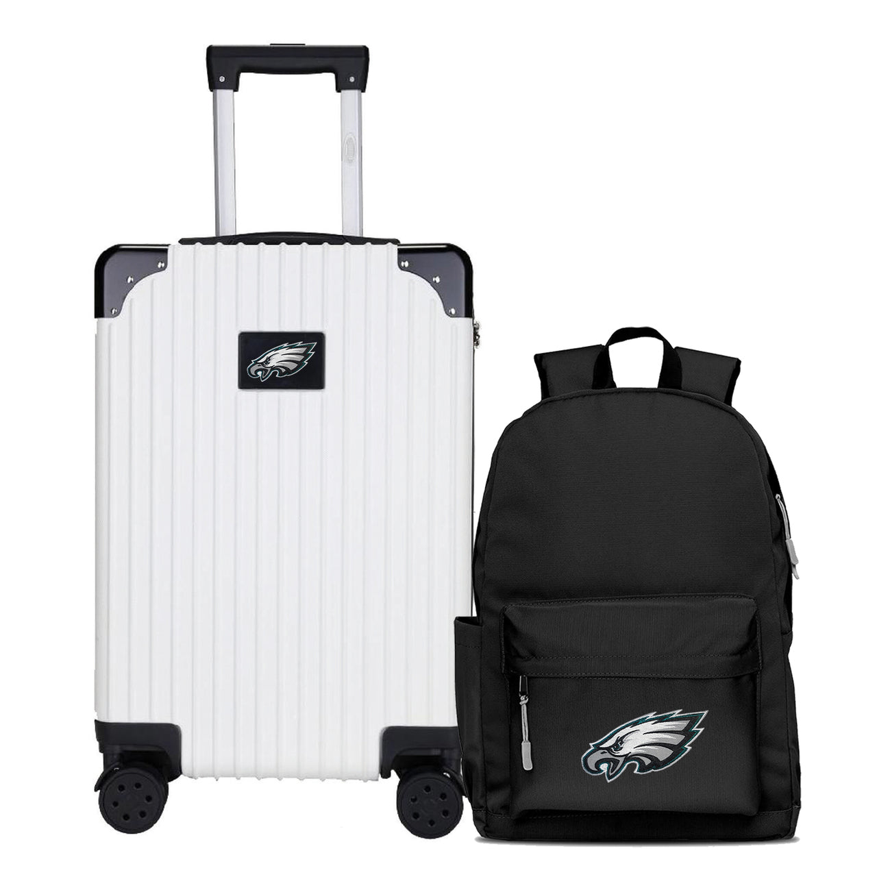 Philadelphia Eagles Carry On Hardcase Spinner Luggage and Backpack Set mojosportsbags