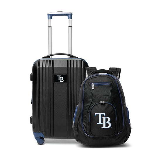Tampa Bay Rays 2 Piece Premium Colored Trim Backpack and Luggage Set
