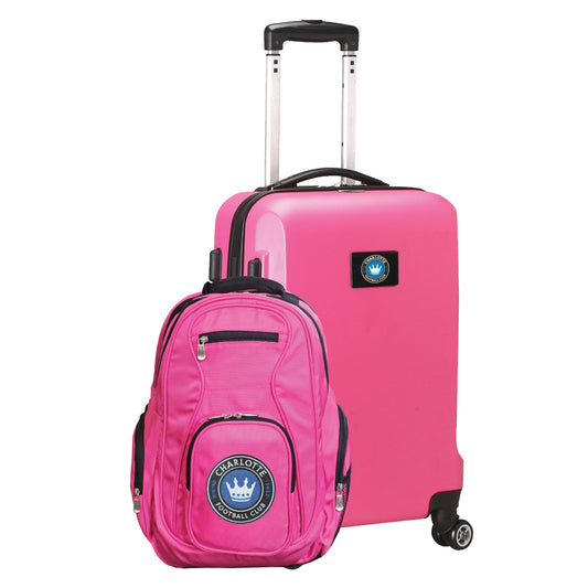 Charlotte FC Deluxe 2 Piece Backpack & Carry-On Set -PINK