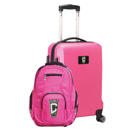 Columbus Crew Deluxe 2 Piece Backpack & Carry-On Set -PINK