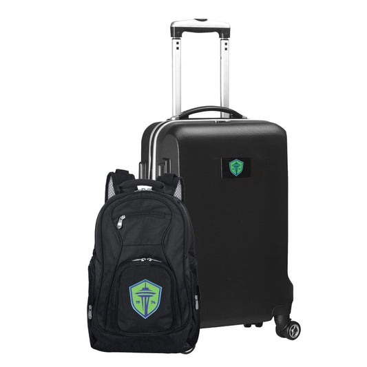 Seattle Sounders FC Deluxe 2 Piece Backpack & Carry-On Set -BLACK