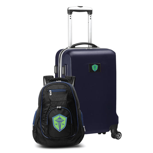 Seattle Sounders FC Deluxe 2 Piece Backpack & Carry-On Set -NAVY