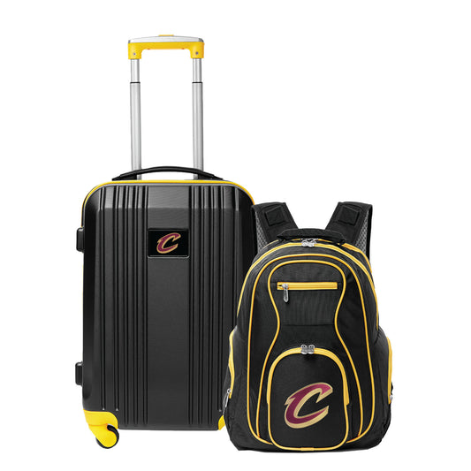 Cleveland Cavaliers 2 Piece Premium Colored Trim Backpack and Luggage Set
