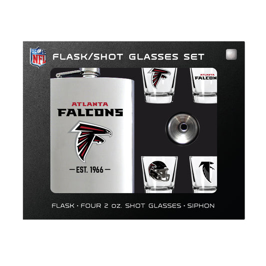 Atlanta Falcons Flask Gift Set - 1 Flask and 4 Shot Glasses
