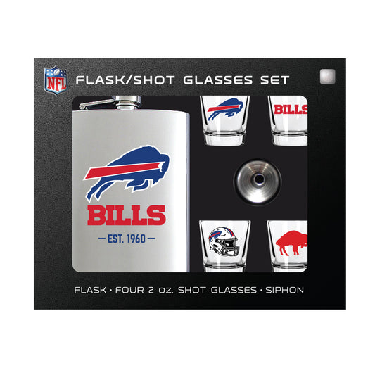 Buffalo Bills Flask Set - 1 Flask an 2 Shot Glasses