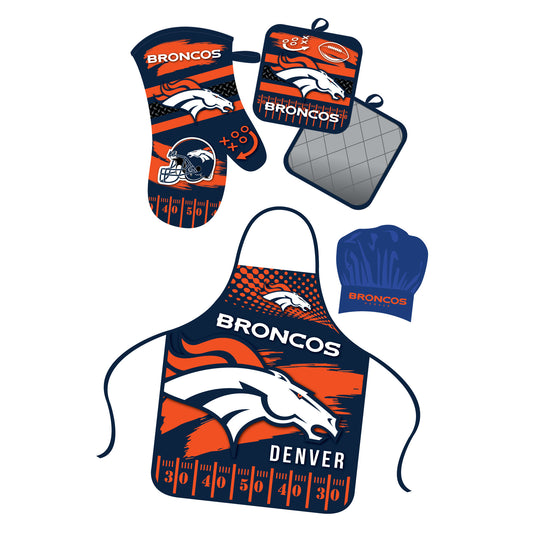 Denver Broncos Apron and Oven Mitt Bundle