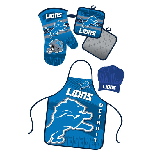 Detroit Lions Apron and Oven Mitt Bundle