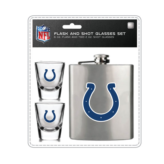 Indianapolis Colts Flask Set - 1 Flask and 2 Shot Glass Set