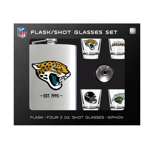 Jacksonville Jaguars Flask Gift Set - 1 Flask and 4 Shot Glasses