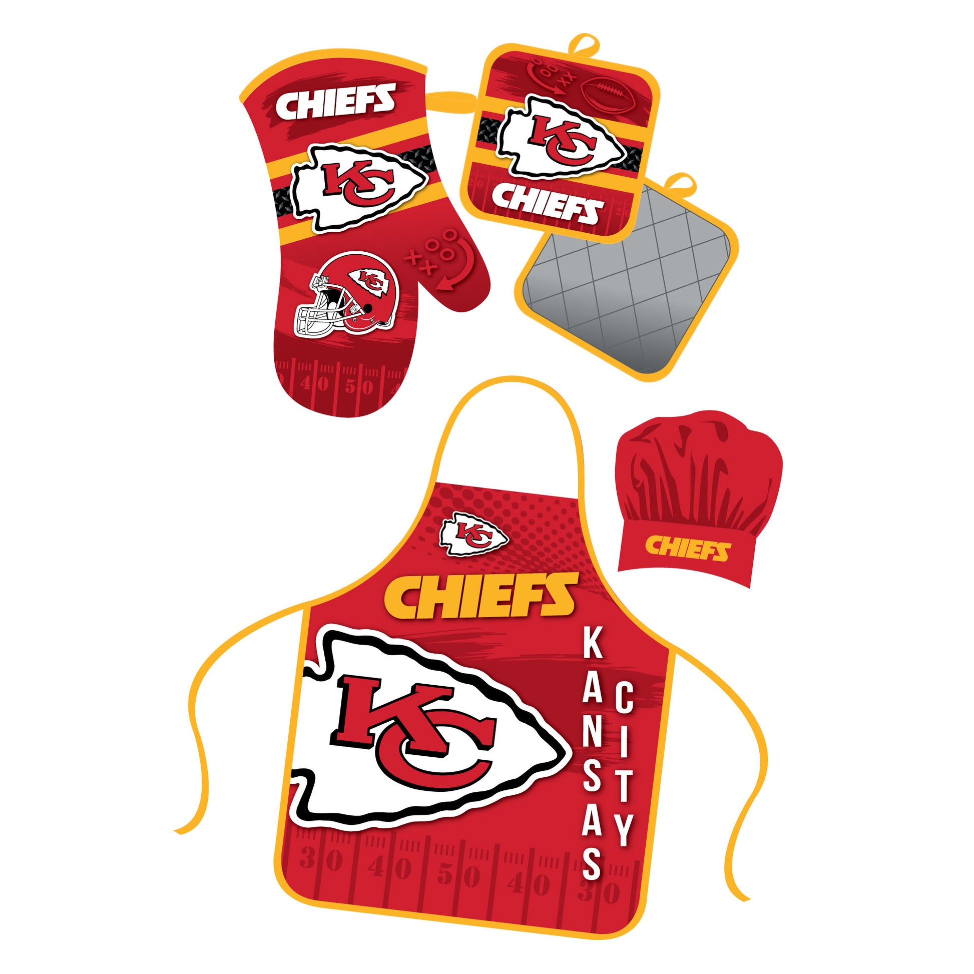 Kc Apron Kansas City Chiefs Apron and Oven Mitt Bundle – mojosportsbags