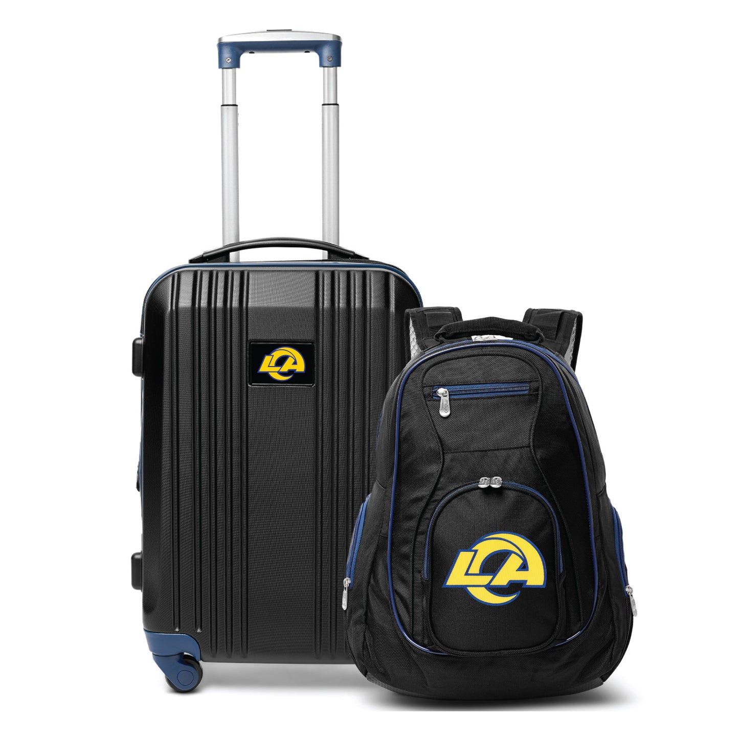 LA Rams 2 Piece Premium Colored Trim Backpack and Luggage Set
