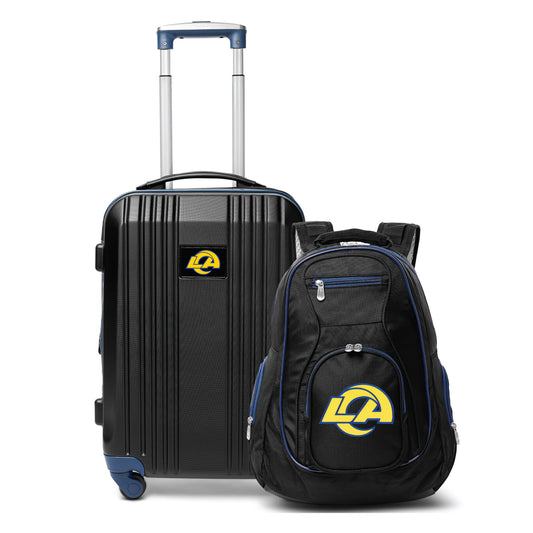 LA Rams 2 Piece Premium Colored Trim Backpack and Luggage Set