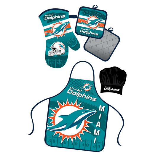 Miami Dolphins Apron and Oven Mitt Bundle