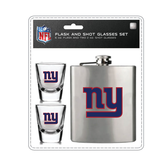 New York Giants Flask Set - 1 Flask and 2 Shot Glass Set