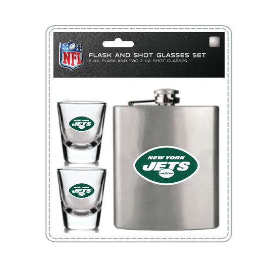 New York Jets Flask Set - 1 Flask and 2 Shot Glass Set