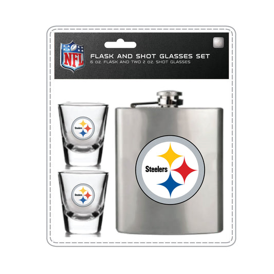 Pittsburgh Steelers Flask Set - 1 Flask and 2 Shot Glass Sets