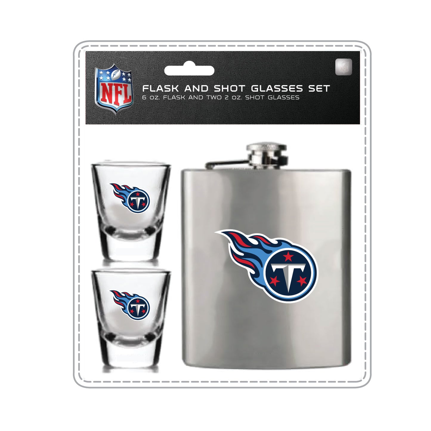 Tennessee Titans Flask Set - 1 Flask and 2 Shot Glass Set
