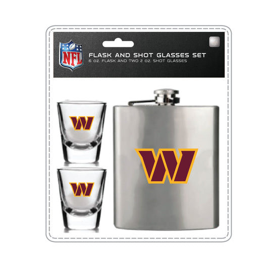 Washington Commanders Flask Set - 1 Flask and 2 Shot Glass Set