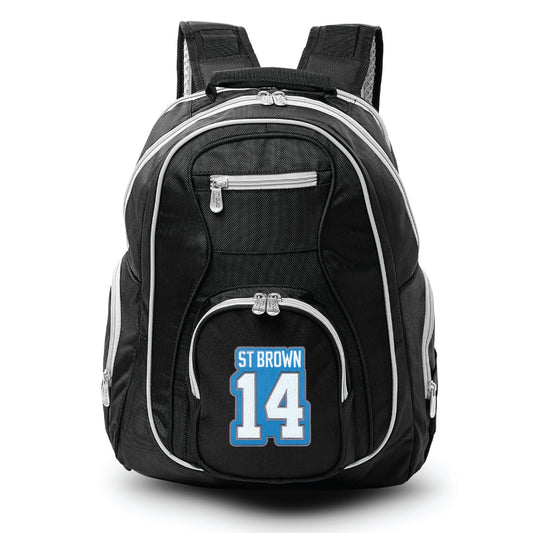 Detroit Lions Amon-Ra St. Brown Premium Backpack with Gray Trim