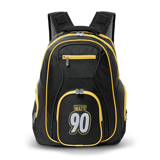 Pittsburgh Steelers TJ Watt Premium Backpack with Yellow Trim