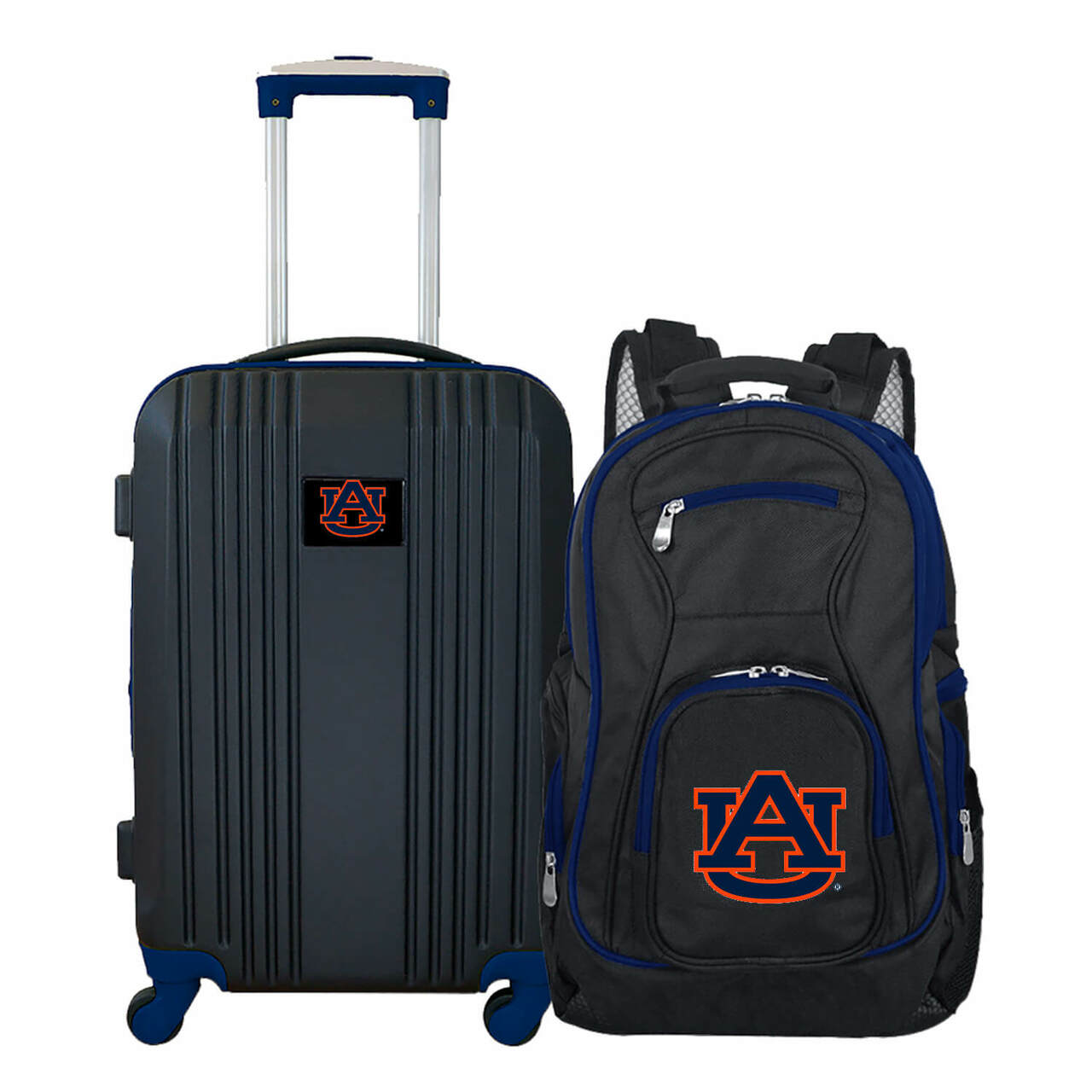 Auburn Tigers 2 Piece Premium Colored Trim Backpack and Luggage Set