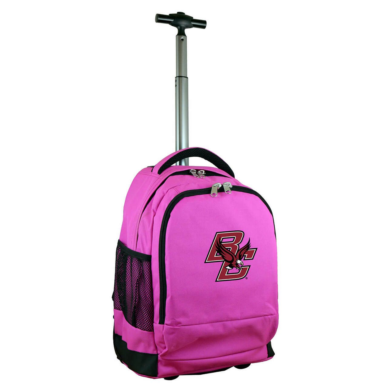 Boston College Premium Wheeled Backpack in Pink