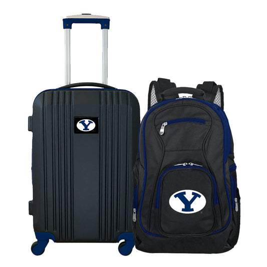 Brigham Young Cougars 2 Piece Premium Colored Trim Backpack and Luggage Set