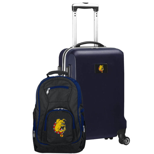 Ferris State Bulldogs Deluxe 2-Piece Backpack and Carry-on Set in Navy