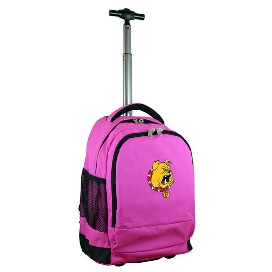 Ferris State Premium Wheeled Backpack in Pink