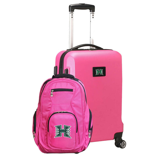 Hawaii Warriors Deluxe 2-Piece Backpack and Carry on Set in Pink