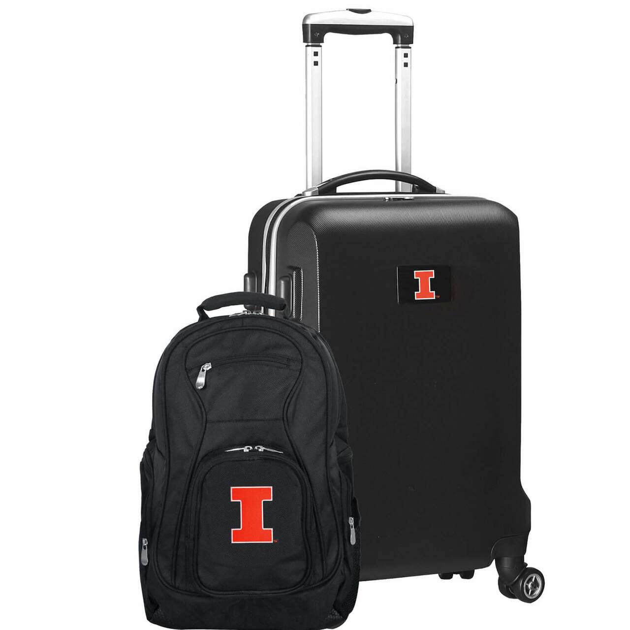 Illinois Fighting Illini Deluxe 2-Piece Backpack and Carry on Set in Black