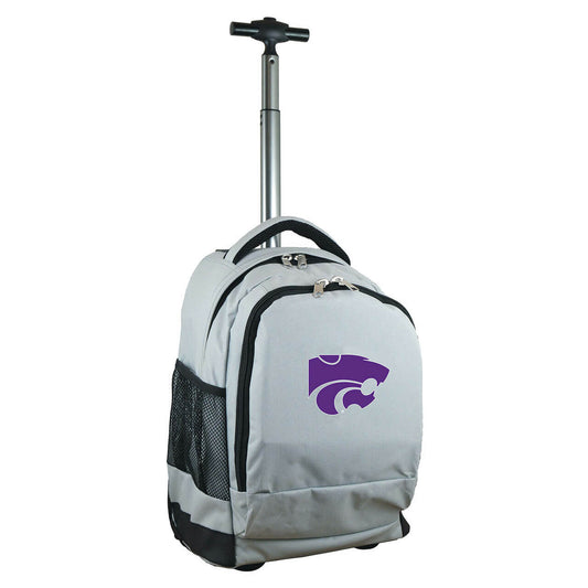 Kansas State Premium Wheeled Backpack in Grey