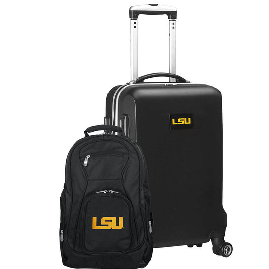 Louisiana Tigers Deluxe 2-Piece Backpack and Carry on Set in Black