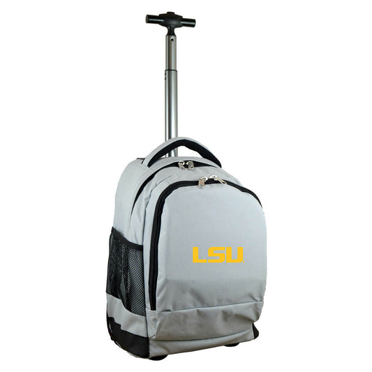 LSU Tigers Premium Wheeled Backpack in Grey