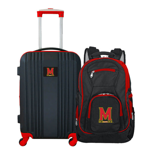 Maryland Terrapins 2 Piece Premium Colored Trim Backpack and Luggage Set
