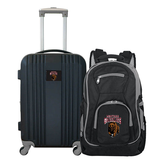 Montana Grizzlies 2 Piece Premium Colored Trim Backpack and Luggage Set