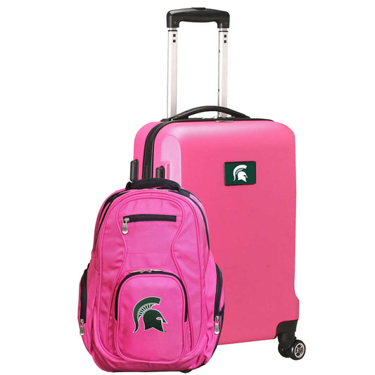 Michigan State Spartans Deluxe 2-Piece Backpack and Carry on Set in Pink