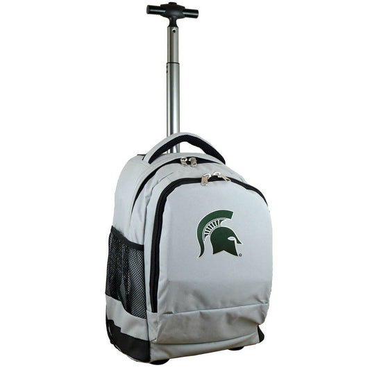 Michigan State Premium Wheeled Backpack in Grey