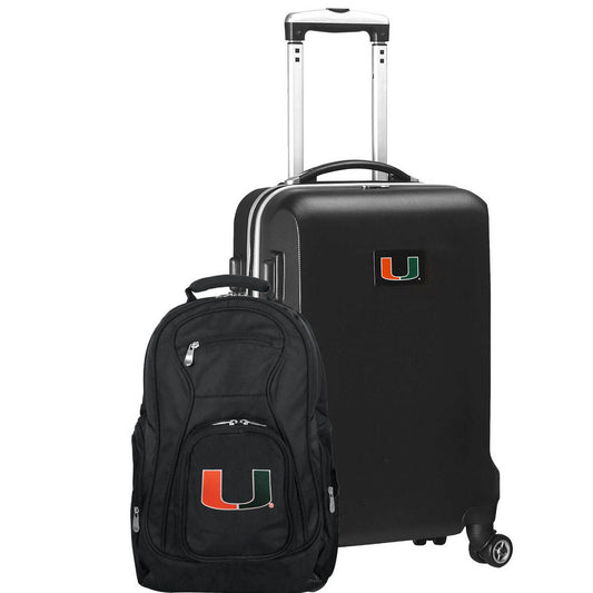 Miami Hurricanes Deluxe 2-Piece Backpack and Carry on Set in Black
