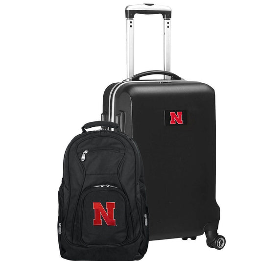 Nebraska Cornhuskers Deluxe 2-Piece Backpack and Carry on Set in Black