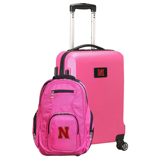 Nebraska Cornhuskers Deluxe 2-Piece Backpack and Carry on Set in Pink