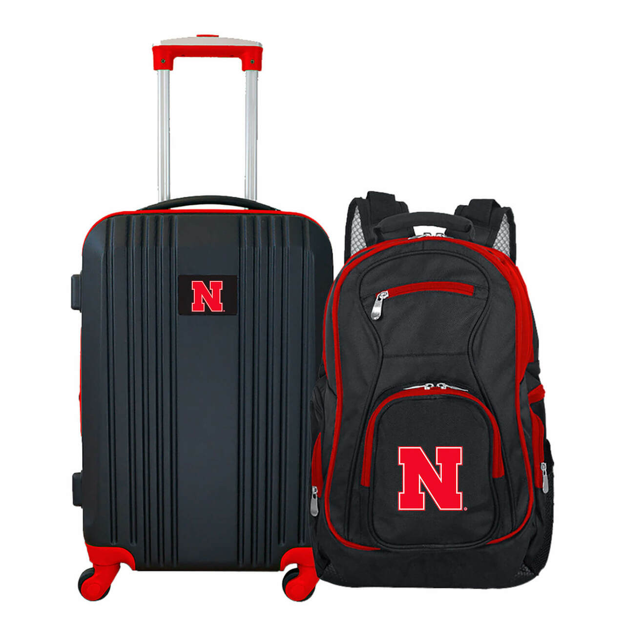 Nebraska Cornhuskers 2 Piece Premium Colored Trim Backpack and Luggage Set