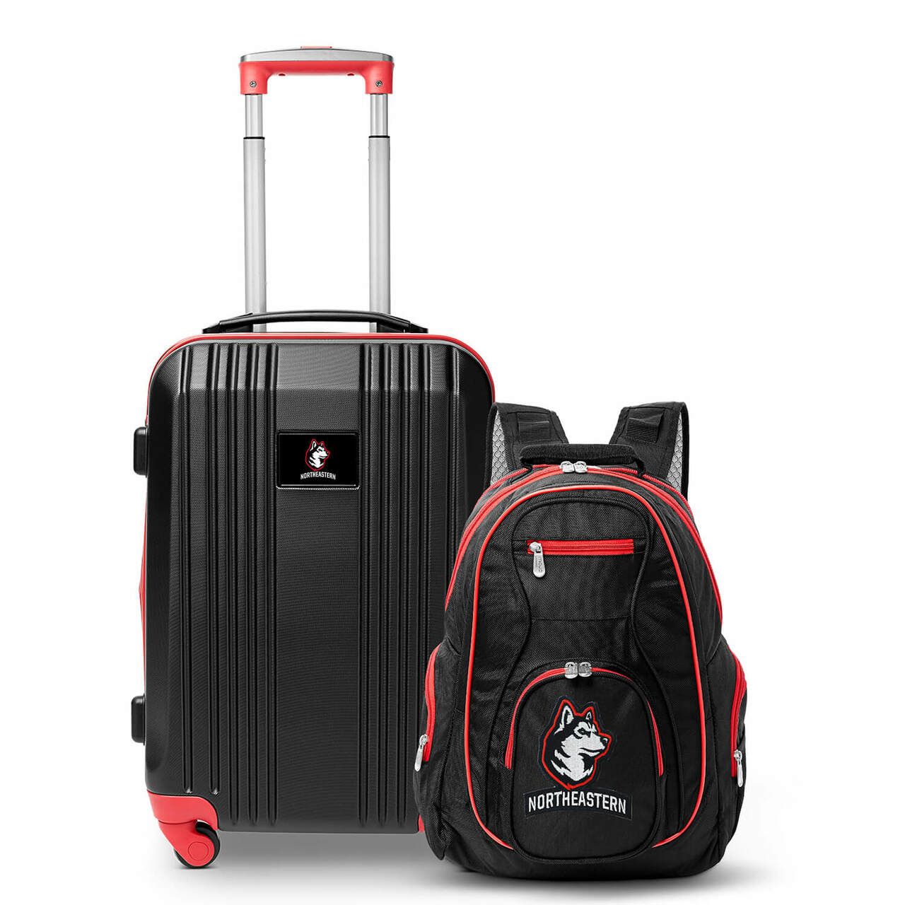 Northeastern Huskies 2 Piece Premium Colored Trim Backpack and Luggage Set